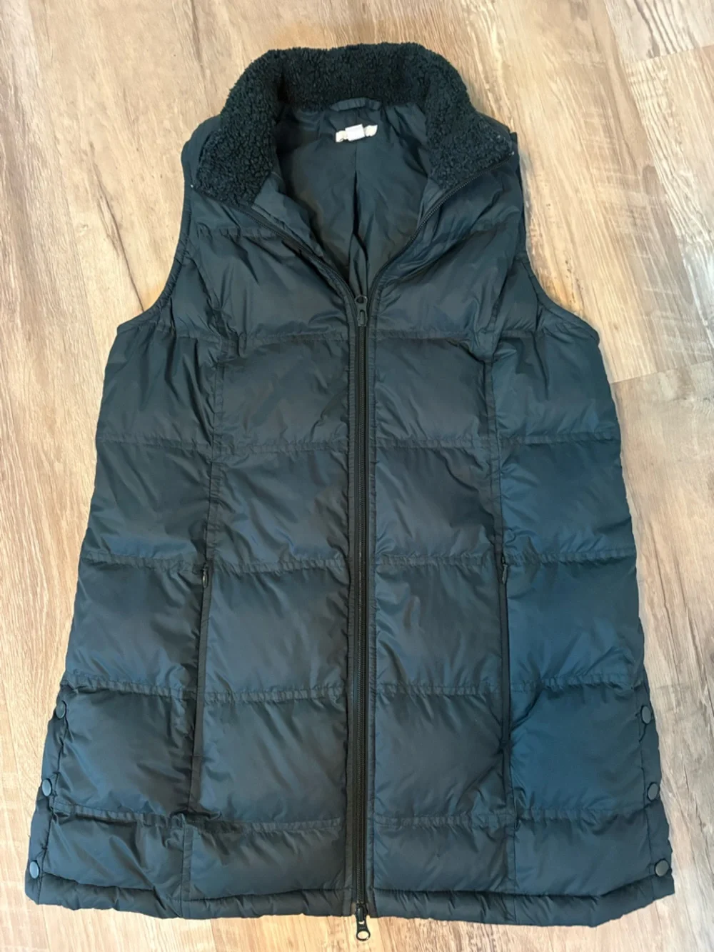 J.Jill Down Quilted Puffer Vest in Deep Teal with Sherpa Collar Size Small - Picture 3 of 15